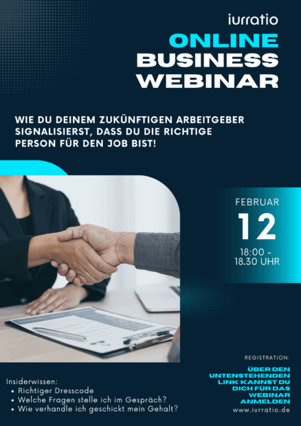 Online Business Webinar: Erfolgreich im Bewerbungsgespräch 2 12.02. Webinar Flyer