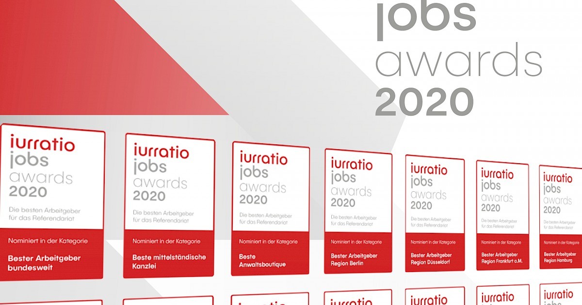 Nominierte für die iurratio jobs awards 2020 – Die besten Arbeitgeber für das Referendariat 2020